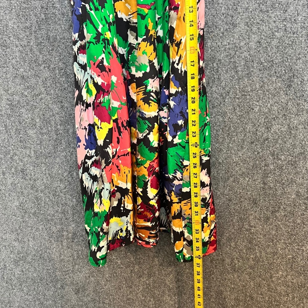 J.Crew Silk Women's Abstract Painterly Print Midi Dress Multicolor V-Neck Size 0 - Picture 7 of 13